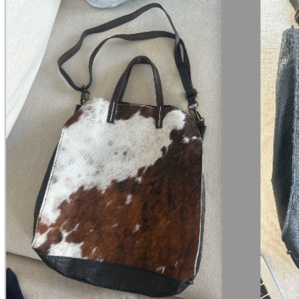 Vintage Calf Skin Leather Tote Bag